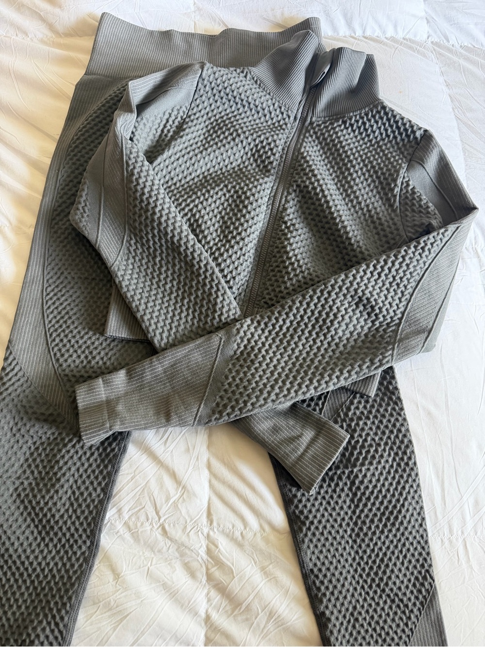 Textured Activewear Set - Gray